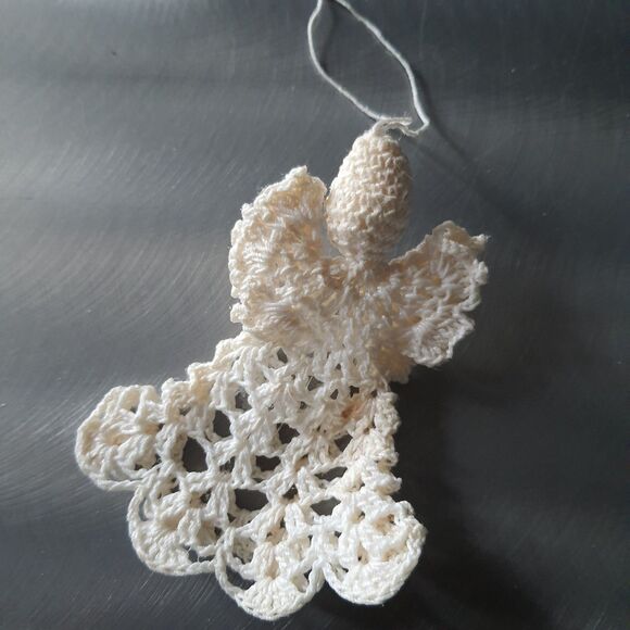 Vintage Lot Of 5 Angel Christmas Tree Ornaments Gingerbread Crochet Kneeling - Picture 4 of 11